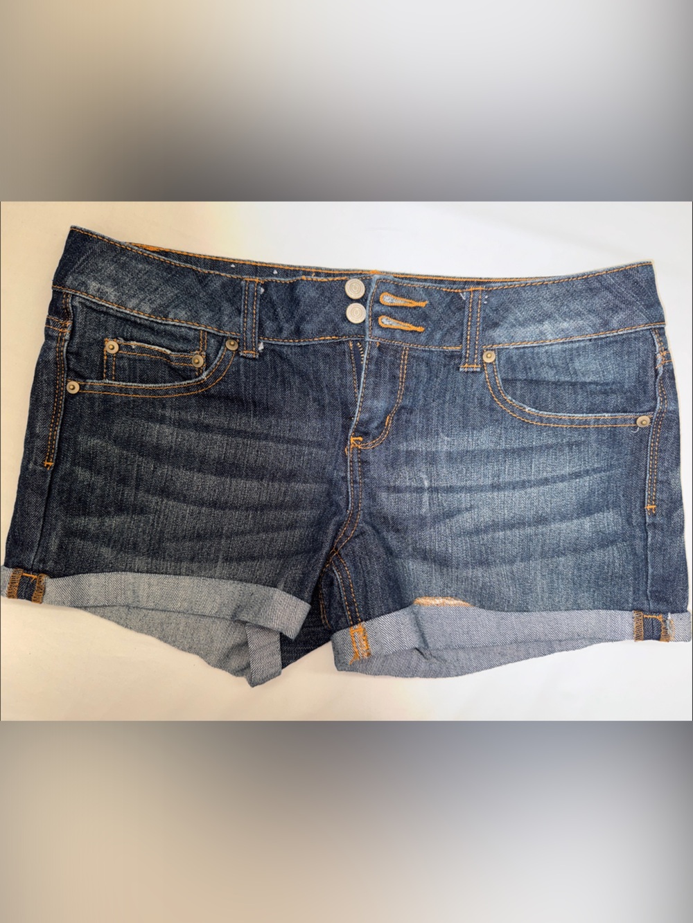 SO Women's Dark Blue Denim Roll-Cuff Shorts